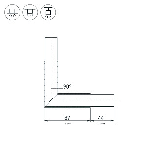 Прямой угол в сборе для соединения 2-х профилей PLS-LOCK-H25 Arlight 026133