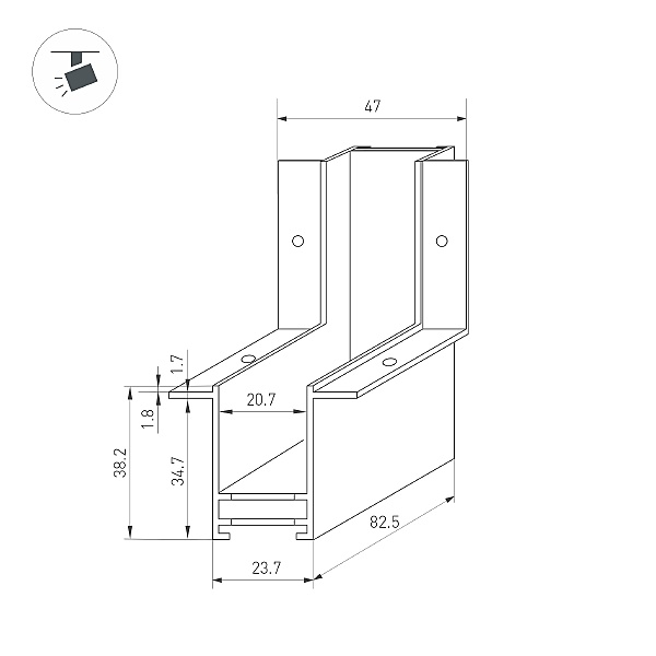 Угловой внутренний коннектор для встраиваемого трека MAG-TRACK Arlight Mag-25 034230