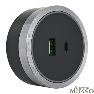 Трековая розетка Arte Milano Am-track-sockets 380066TS LED/USB-Type-C Grey