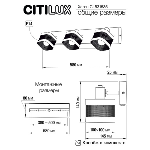 Светильник спот Citilux Хаген CL531535