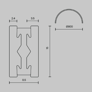 Шинопровод полукруг 800мм Maytoni Busbar trunkings Flarity TRX154-SR-D800-B